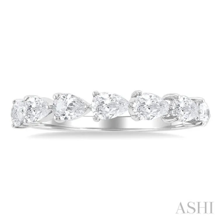 1 ctw East-West Pear Shape Diamond Fashion Ring in 14K White Gold