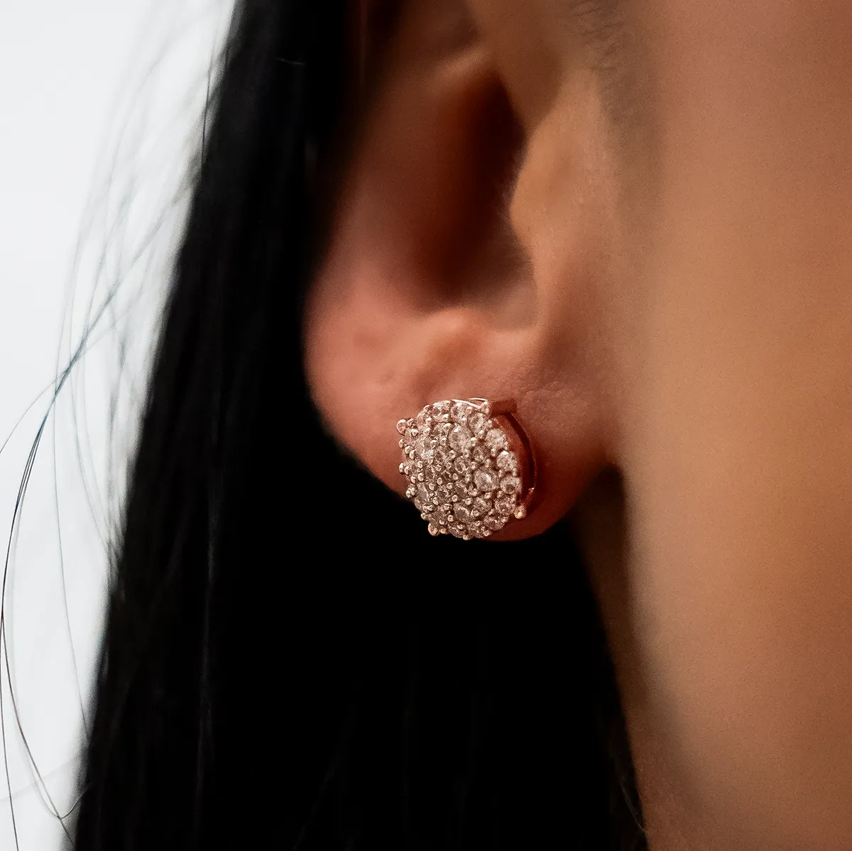 10mm Pave Round Earrings in Rose Gold