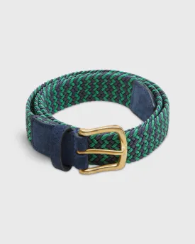 1.25" Woven Elastic Belt in Navy/Green