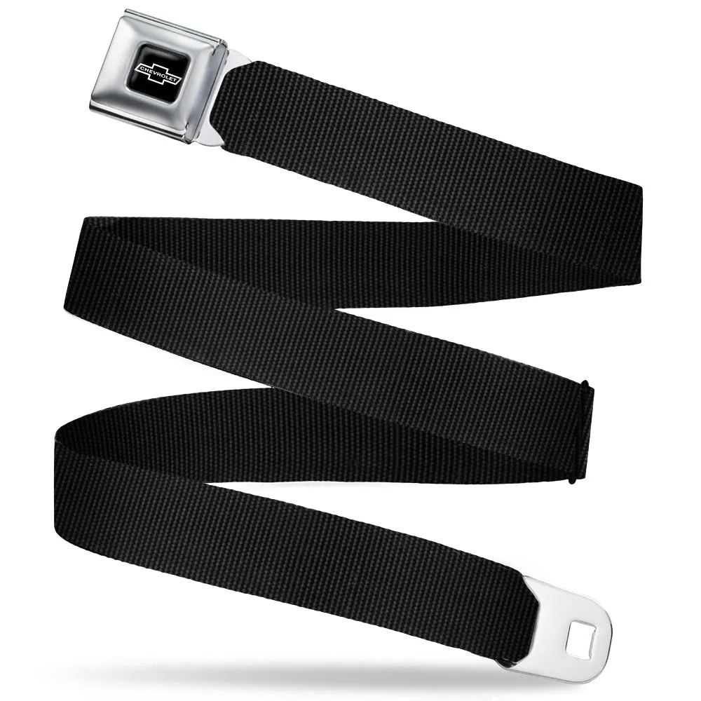 1965 CHEVROLET Bowtie Full Color Black/White Seatbelt Belt - Black Webbing