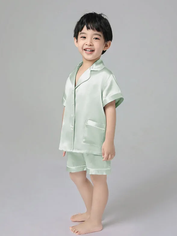 22 Momme Kids Short Silk Pajama Set For Boys And Girls