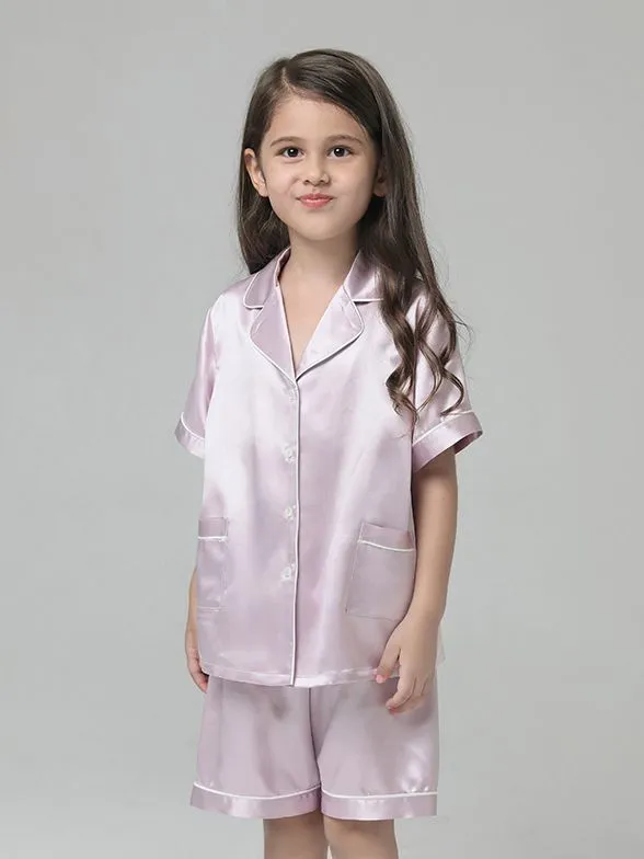 22 Momme Kids Short Silk Pajama Set For Boys And Girls