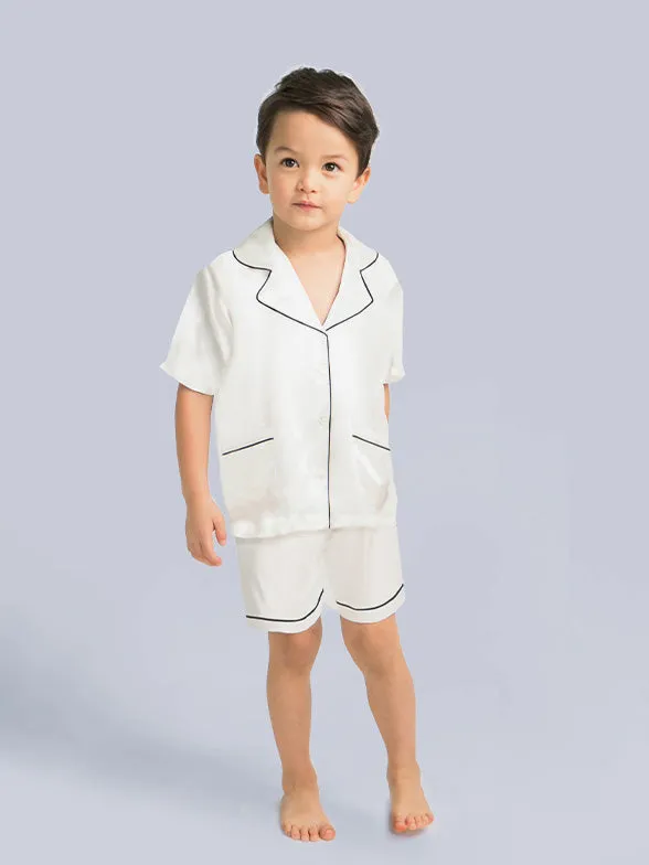 22 Momme Kids Short Silk Pajama Set For Boys And Girls