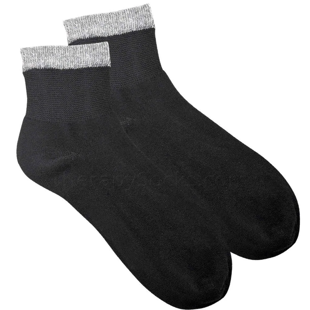 6 Pair Bamboo Non-Binding Diabetic Quarter Ankle Socks for Men