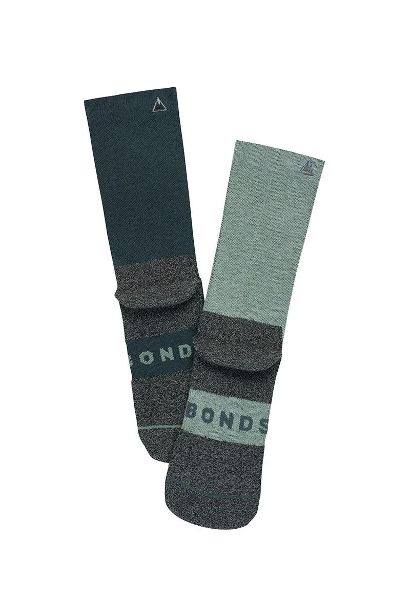 6 Pairs X Bonds Explorer Light Tough Crew Cotton Blend Socks - Grey 04K Print