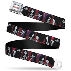 ADVENTURE TIME Title Logo Full Color White Seatbelt Belt - Adventure Time Marceline Poses Collage Reds Webbing