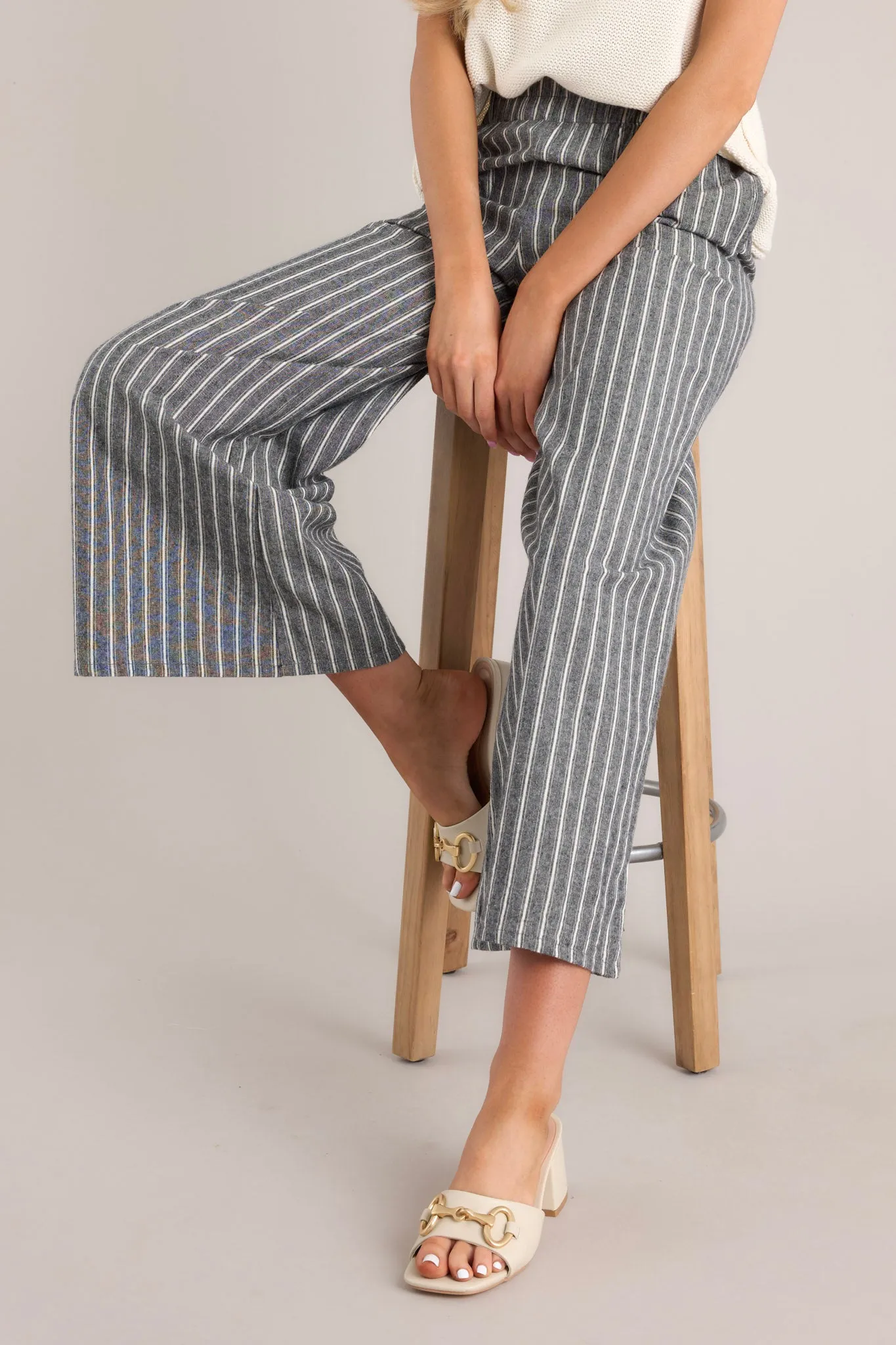 All I Needed 100% Cotton Charcoal Stripe Pants