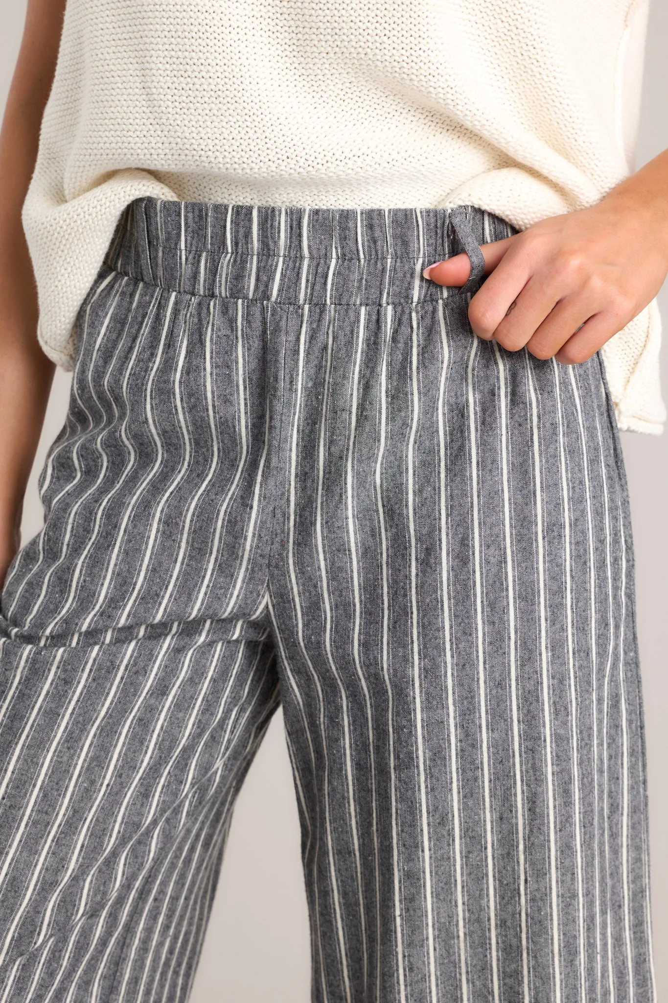 All I Needed 100% Cotton Charcoal Stripe Pants