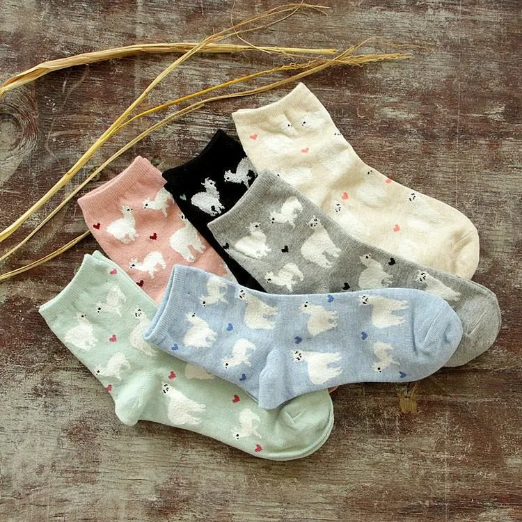 Alpaca Love Ankle Height Cotton Socks