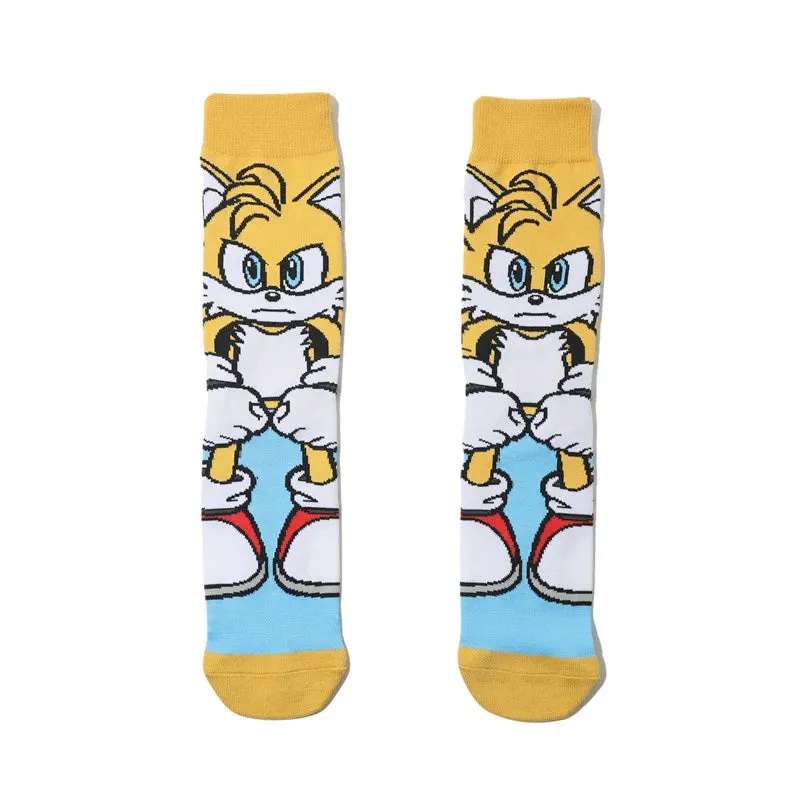 Anime Sonics Socks Cartoon Knitted Cotton Socks Pure Cotton Men's Socks Fashion Trend Socks with horns