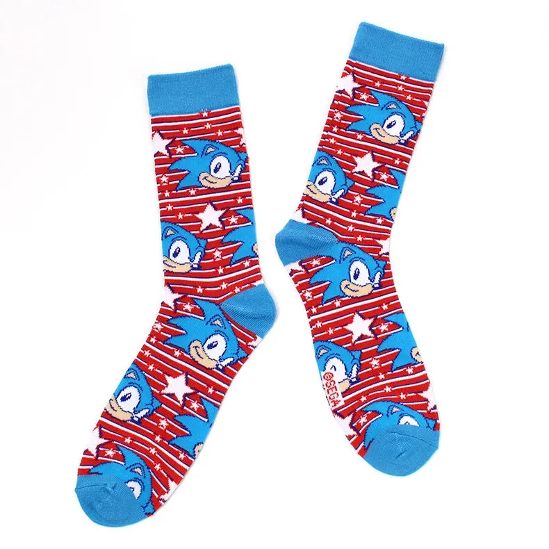 Anime Sonics Socks Cartoon Knitted Cotton Socks Pure Cotton Men's Socks Fashion Trend Socks with horns