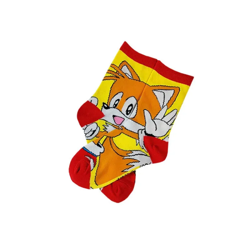 Anime Sonics Socks Cartoon Knitted Cotton Socks Pure Cotton Men's Socks Fashion Trend Socks with horns