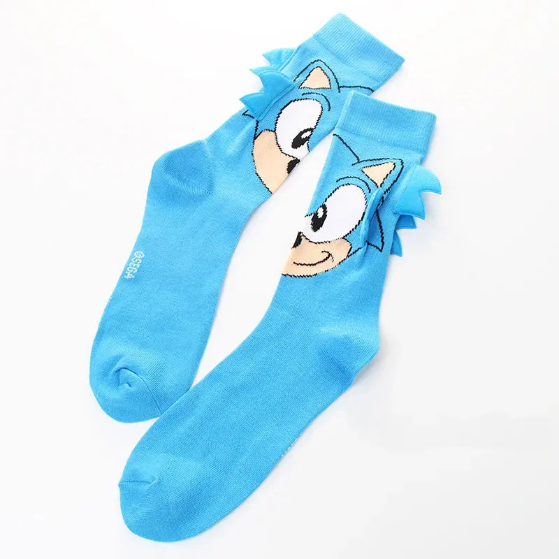 Anime Sonics Socks Cartoon Knitted Cotton Socks Pure Cotton Men's Socks Fashion Trend Socks with horns