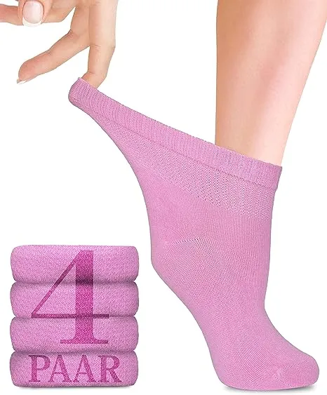 Ankle-High Bamboo Diabetic Socks for Women - Perfect for Business, Leisure, Maternity, and Seniors - Pack of 4 Pairs