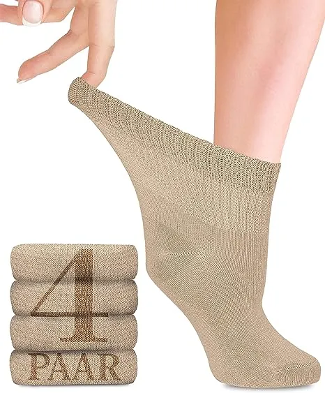 Ankle-High Bamboo Diabetic Socks for Women - Perfect for Business, Leisure, Maternity, and Seniors - Pack of 4 Pairs