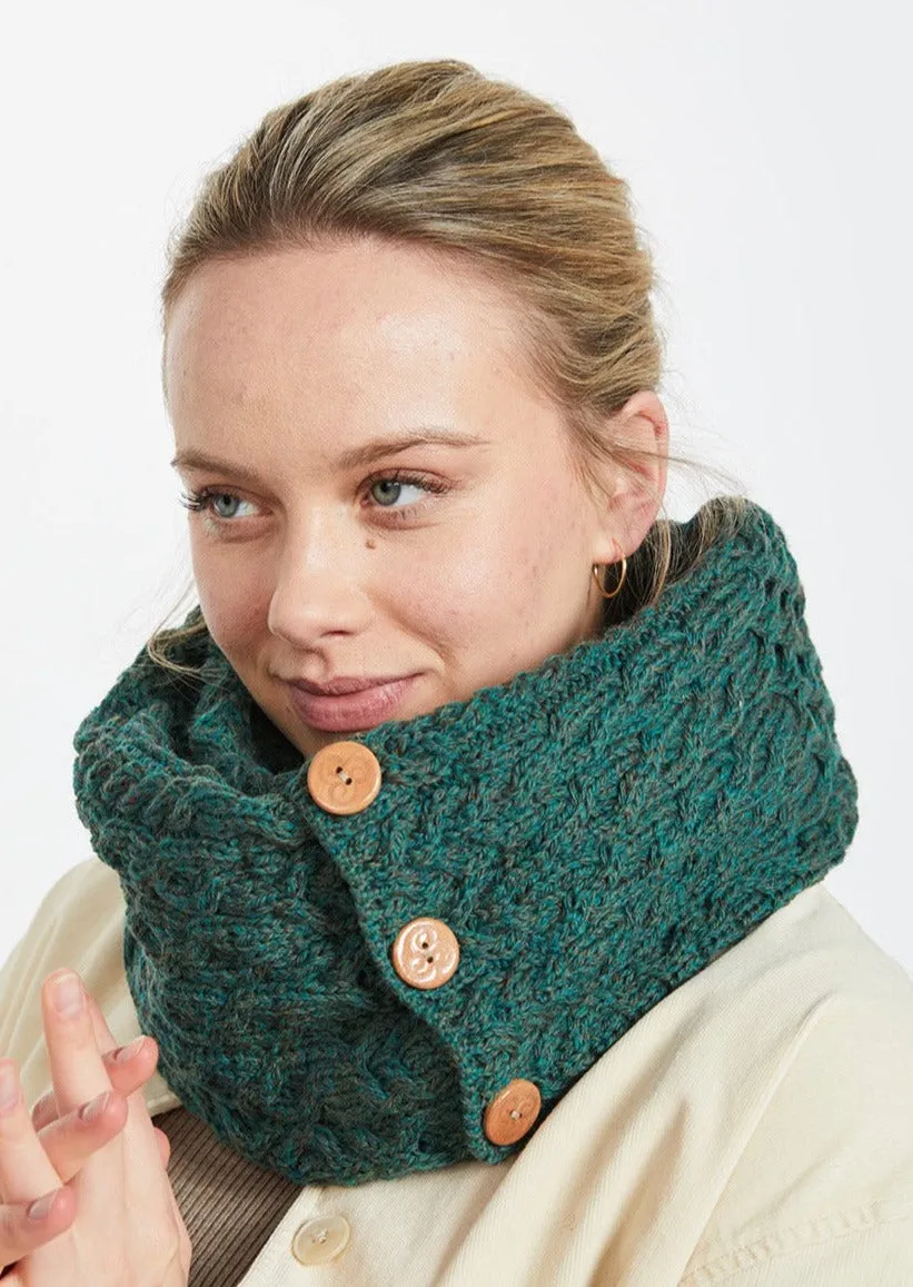 Aran Buttoned Snood | Connemara Green