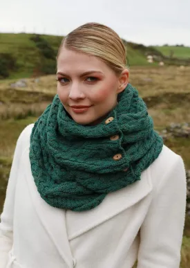 Aran Buttoned Snood | Connemara Green