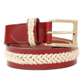 Bacca Bucci Upgraded Braided Genuine leather Belt With natural Jute