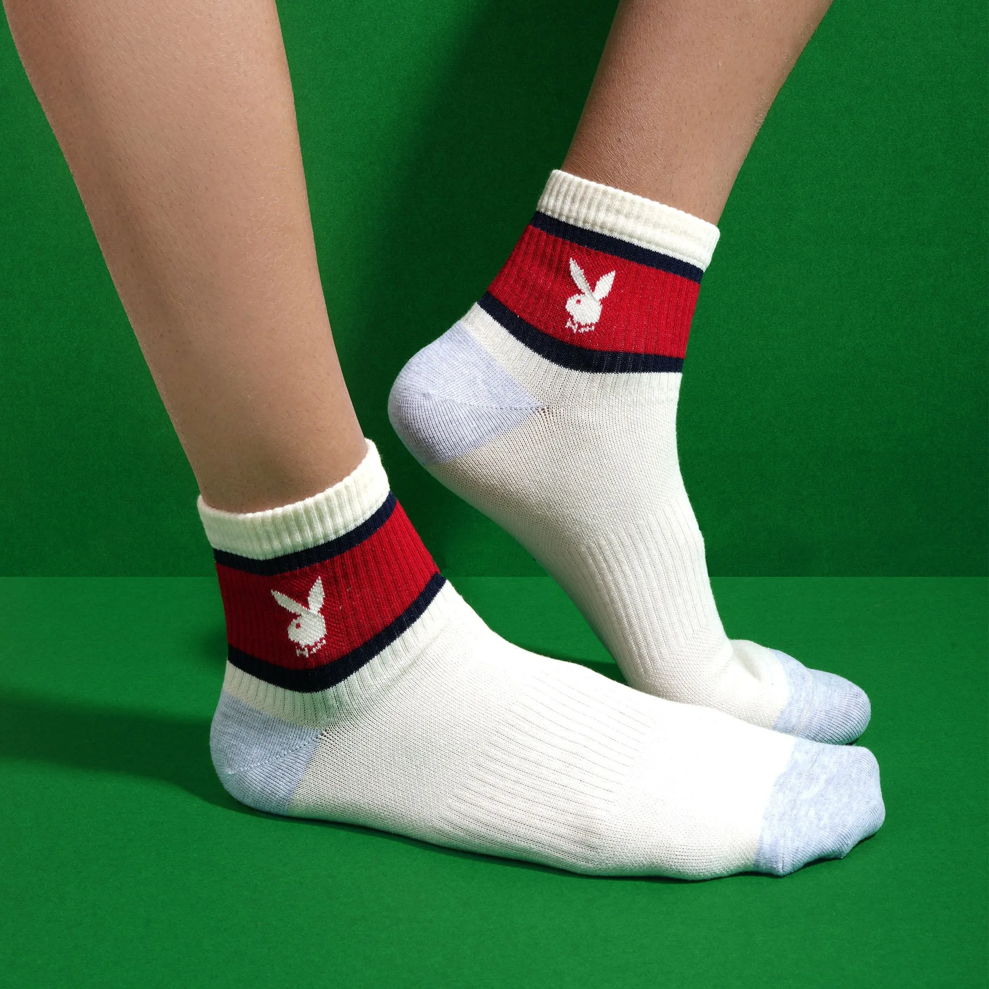 BALENZIA Men's Playboy Off-White High Ankle Socks | 3-Pack | Free Size