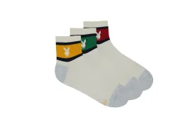 BALENZIA Men's Playboy Off-White High Ankle Socks | 3-Pack | Free Size