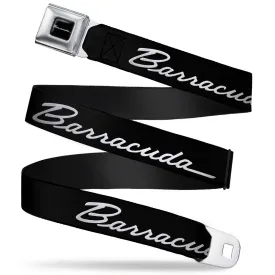 BARRACUDA Script Logo Full Color Black White Seatbelt Belt - BARRACUDA Script Logo Black/Silver Webbing