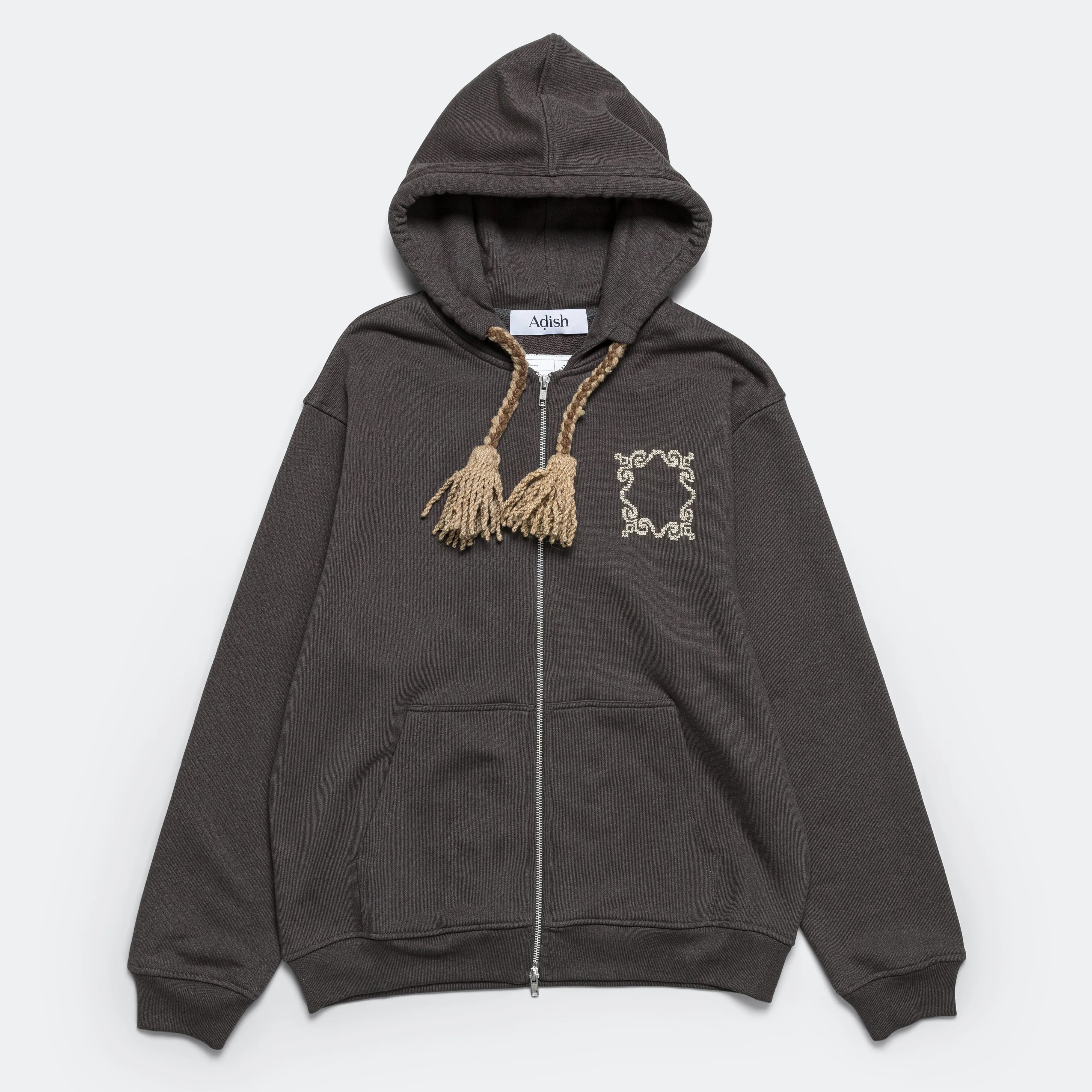 Barwaz Lakiya Tassel Zipper Hoodie - Dark Grey