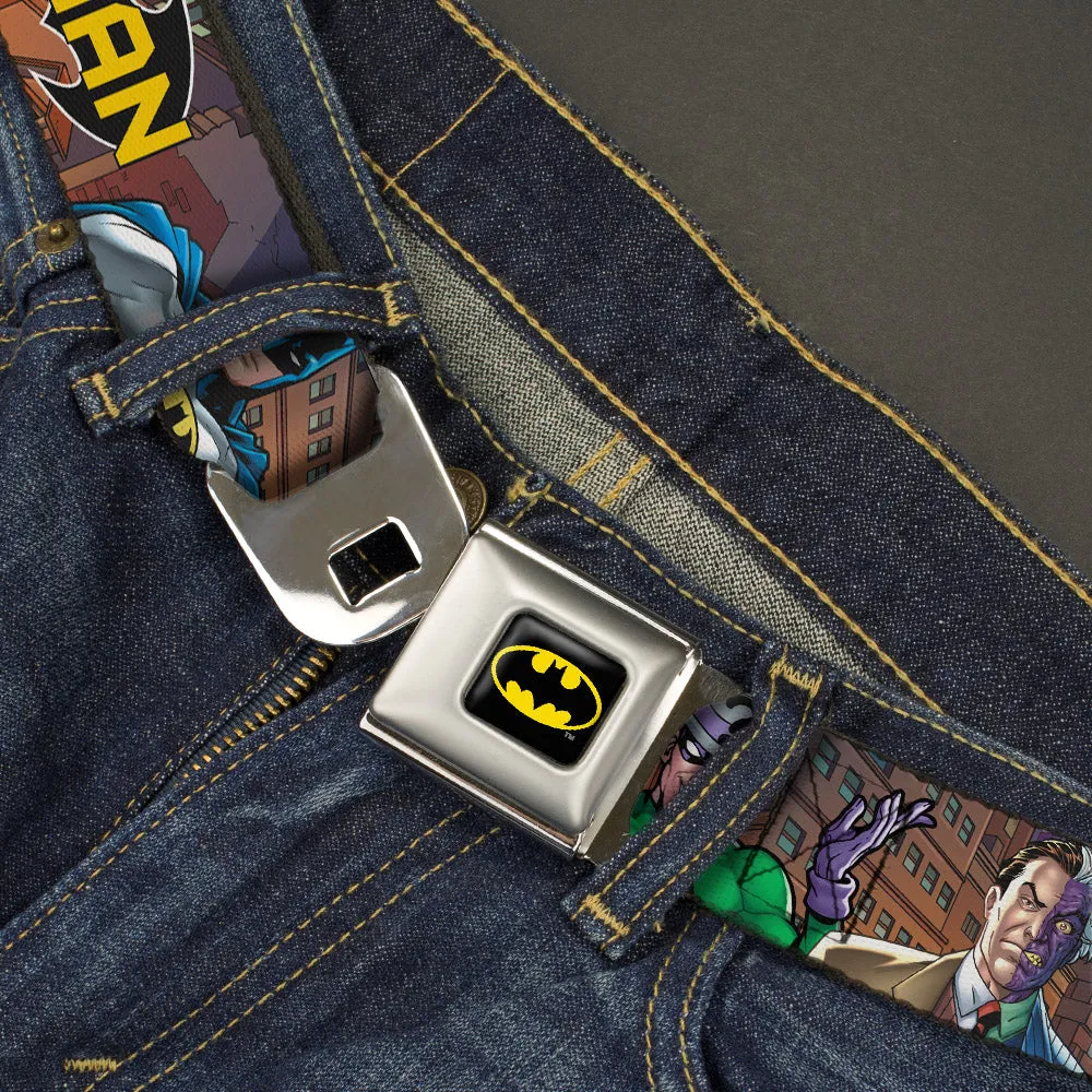 Batman Full Color Black Yellow Seatbelt Belt - BATMAN & Villains2/Cityscape Webbing