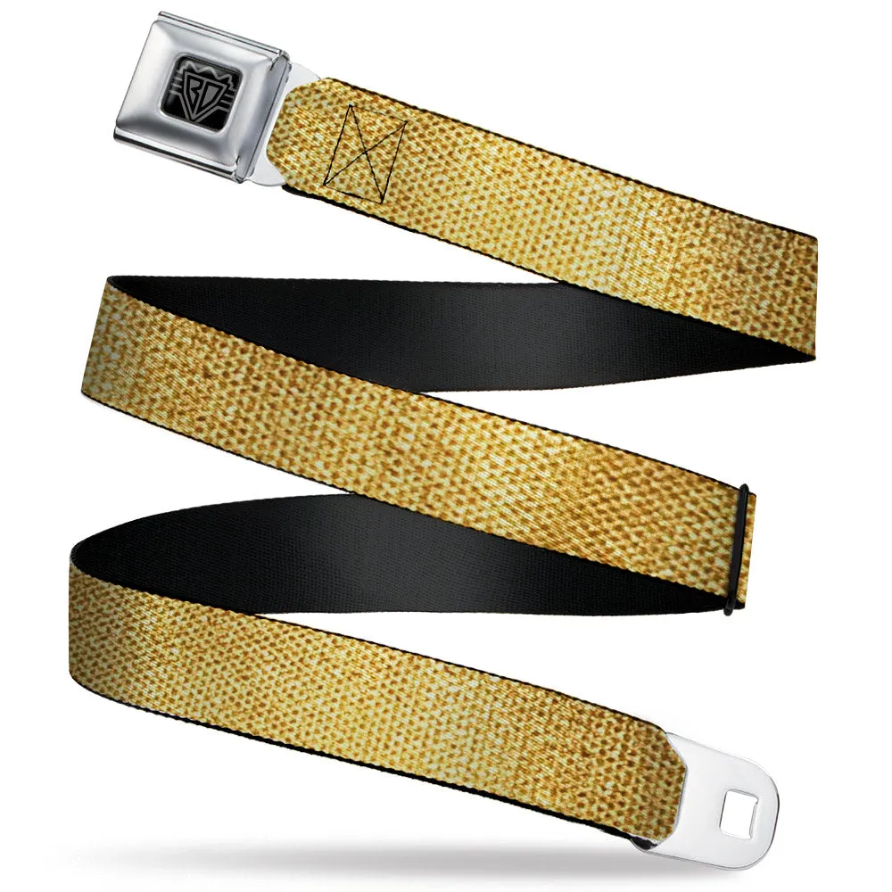 BD Wings Logo CLOSE-UP Black/Silver Seatbelt Belt - Metallic Gold Webbing