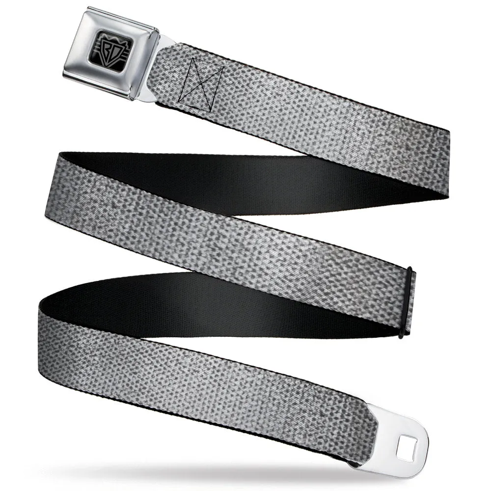 BD Wings Logo CLOSE-UP Black/Silver Seatbelt Belt - Metallic Silver Webbing