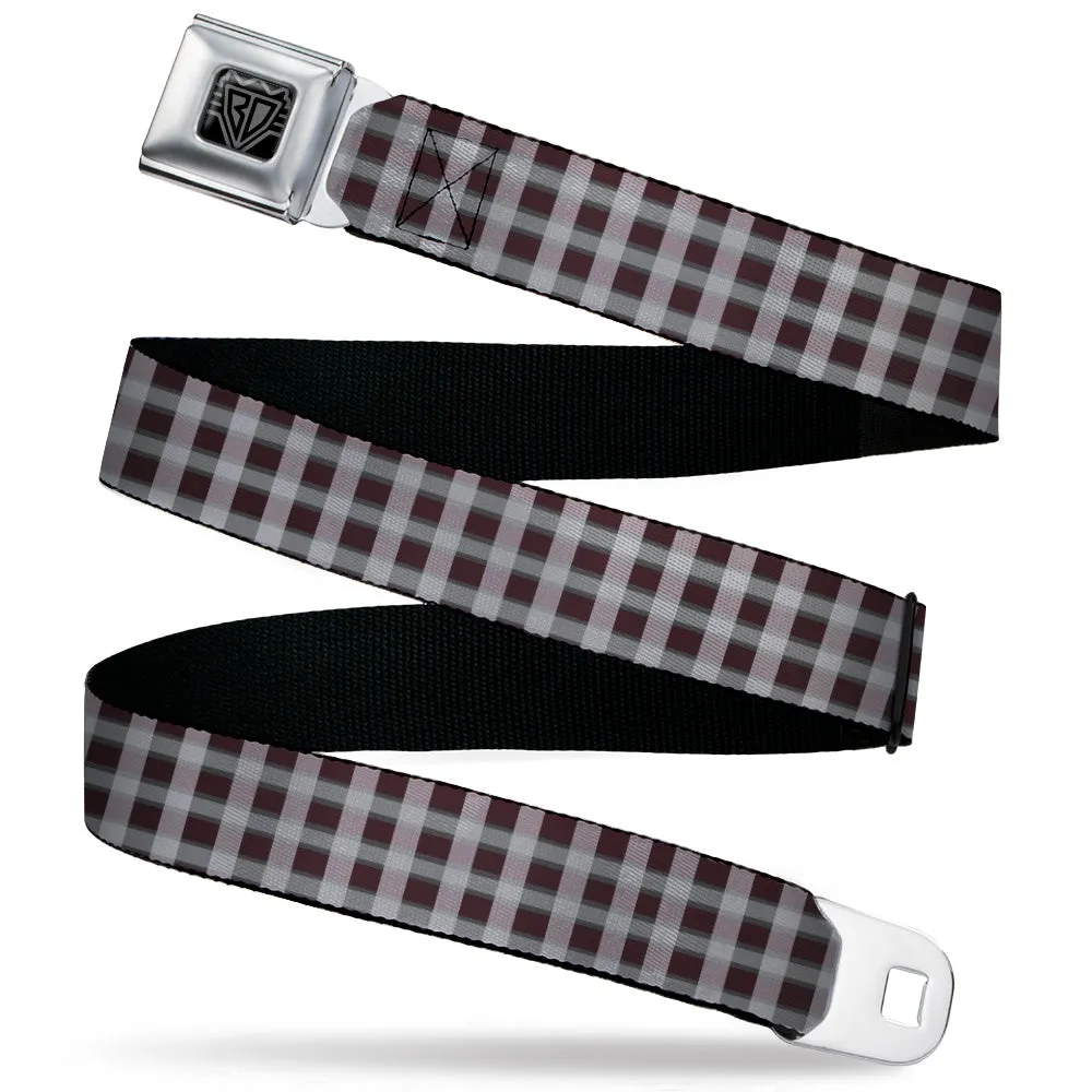 BD Wings Logo CLOSE-UP Black/Silver Seatbelt Belt - Plaid5 Black/Grays Webbing