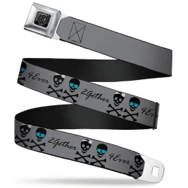 BD Wings Logo CLOSE-UP Full Color Black Silver Seatbelt Belt - 2gether 4ever Skulls Webbing