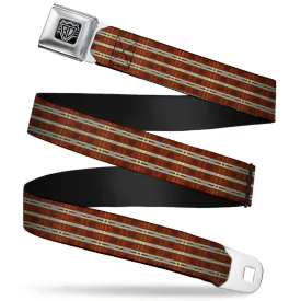 BD Wings Logo CLOSE-UP Full Color Black Silver Seatbelt Belt - Americana Plaid2 Webbing