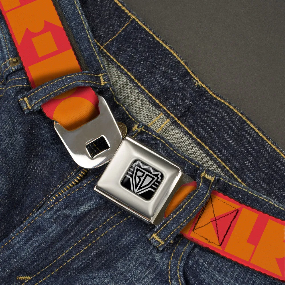 BD Wings Logo CLOSE-UP Full Color Black Silver Seatbelt Belt - BUCKLE-DOWN Shapes Red/Orange Webbing