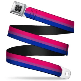 BD Wings Logo CLOSE-UP Full Color Black Silver Seatbelt Belt - Flag Bisexual Pink/Purple/Blue Webbing by Buckle-Down