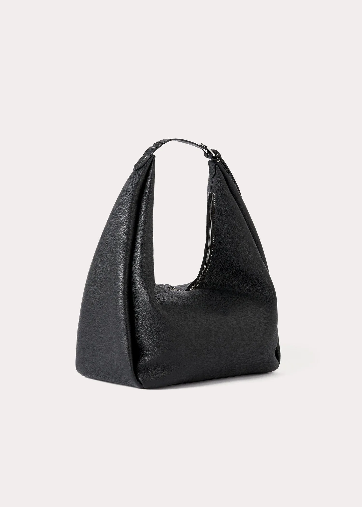 Belt hobo bag black grain