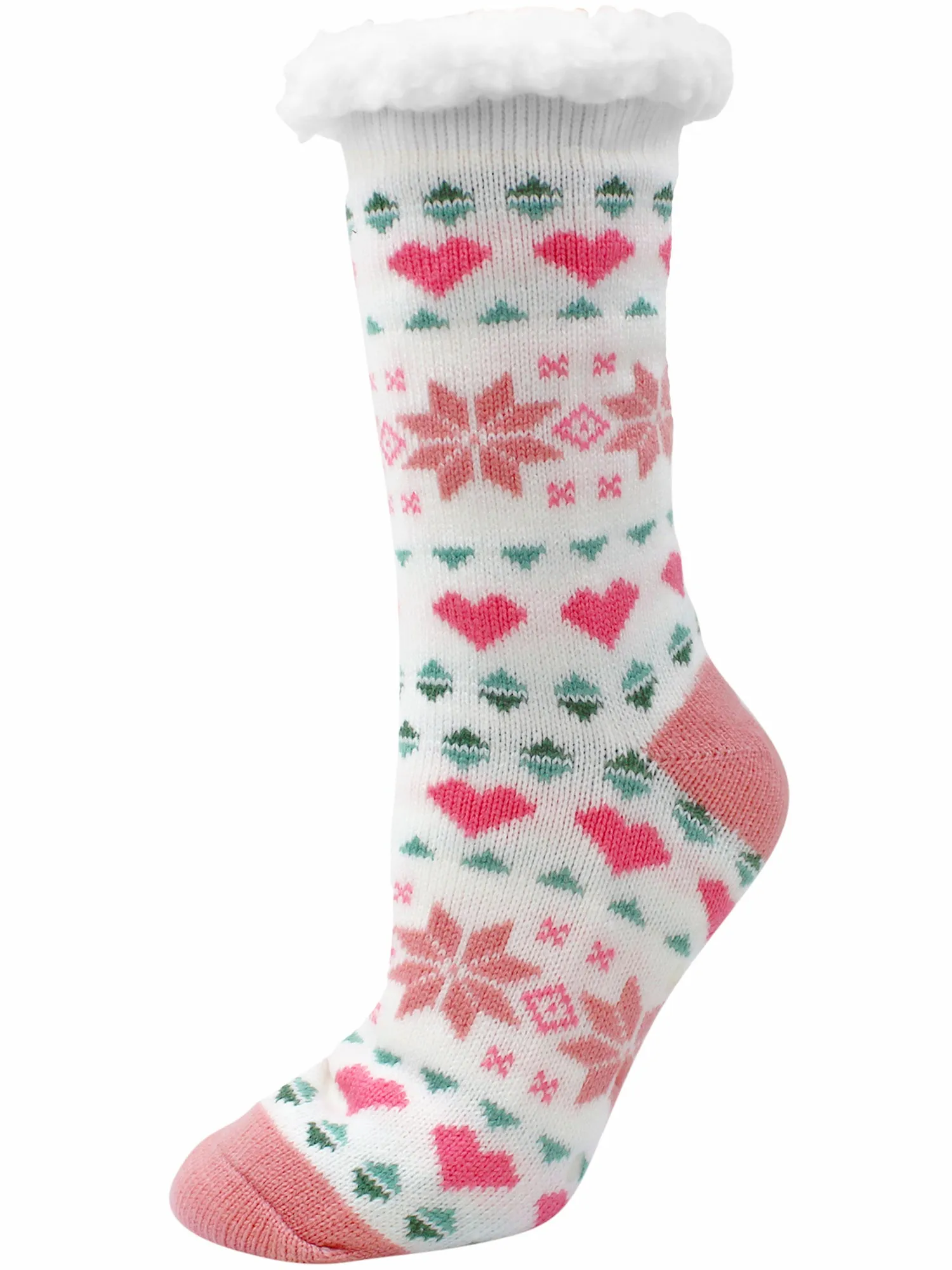 Black & Pink Snowflake Thermal 2-Pack Thick Non-Skid Slipper Socks