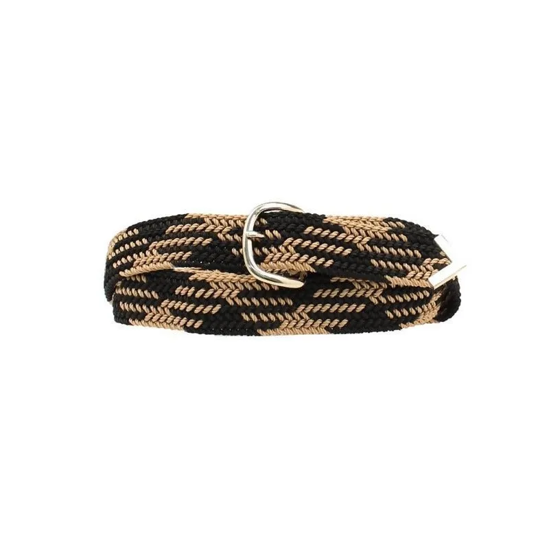 Black and Tan Nylon Braided Belt