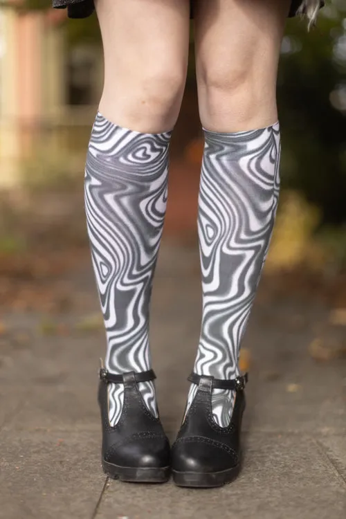 Black and White Swirl Printed Trouser Socks