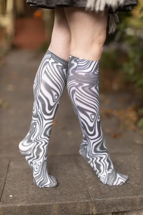 Black and White Swirl Printed Trouser Socks