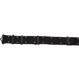 Black - Army Style Pistol Belt with Metal Buckle - Nylon