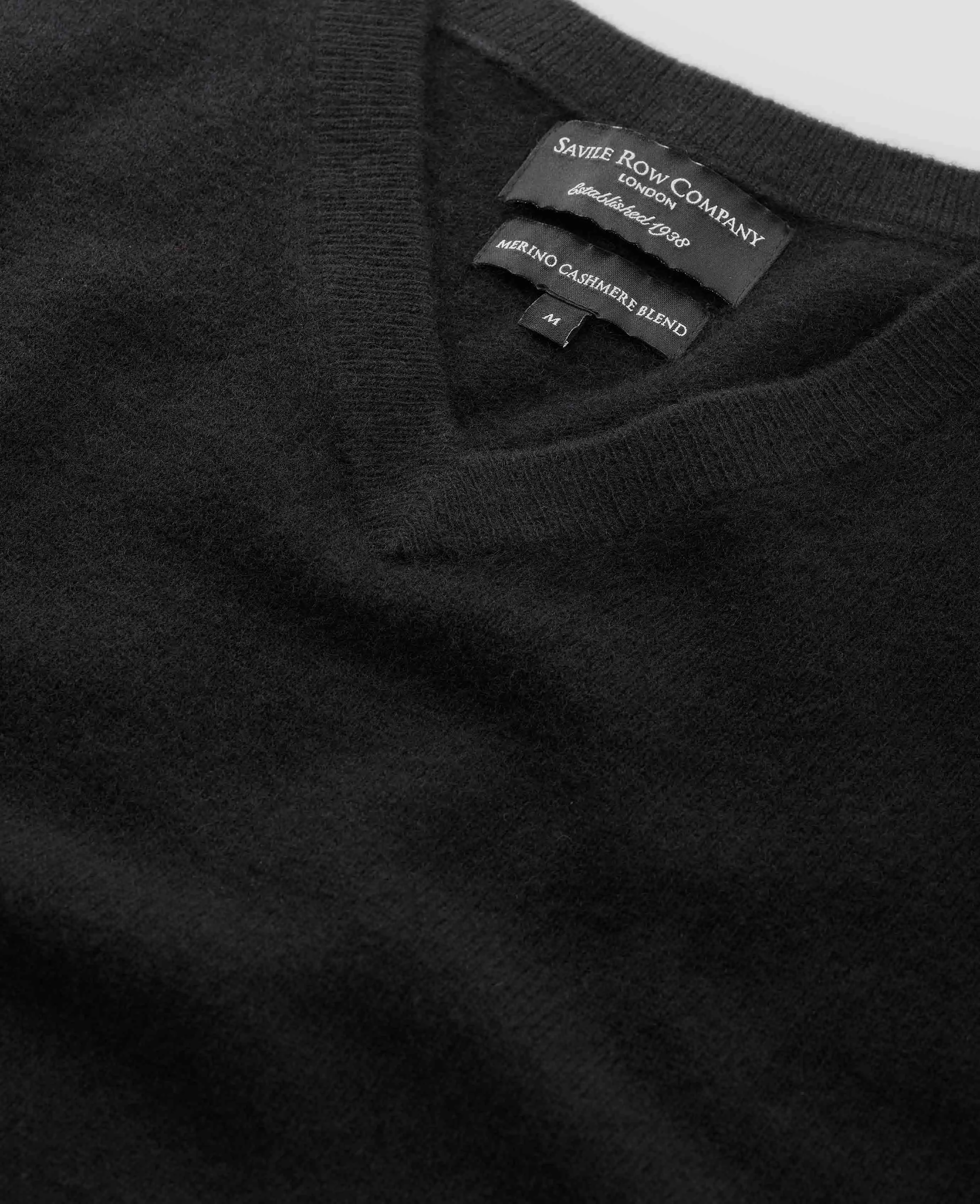 Black Wool Cashmere V-Neck Jumper