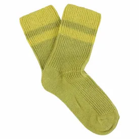 Cashmere Stripes Socks Women - Green Grey / Yellow