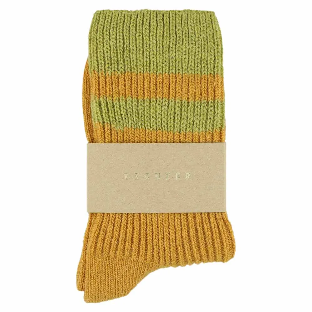 Cashmere Stripes Socks Women - Mustard / Beige