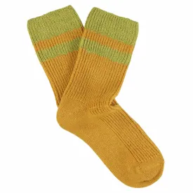 Cashmere Stripes Socks Women - Mustard / Beige