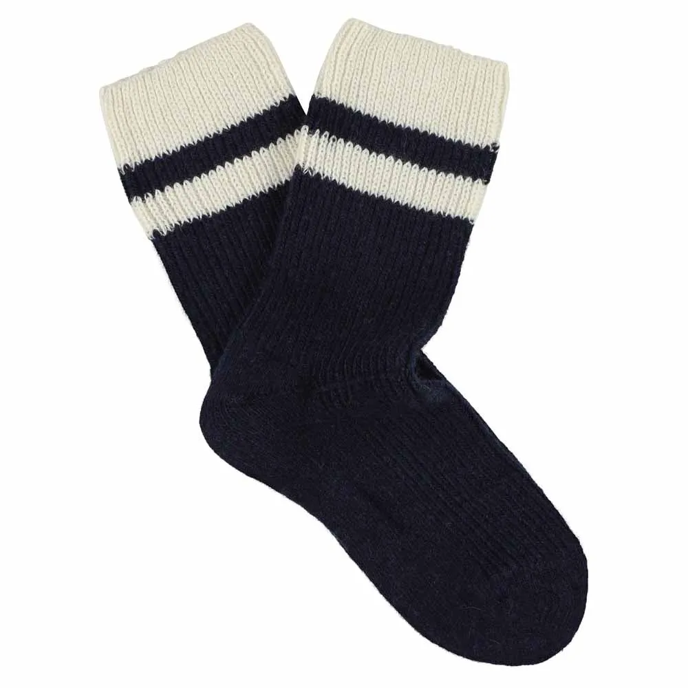 Cashmere Stripes Socks Women - Navy / Ecru