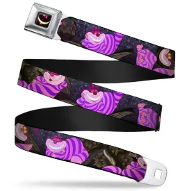 Cheshire Cat Eyes Smile Full Color Seatbelt Belt - Cheshire Cat Tree Poses Webbing by Buckle-Down