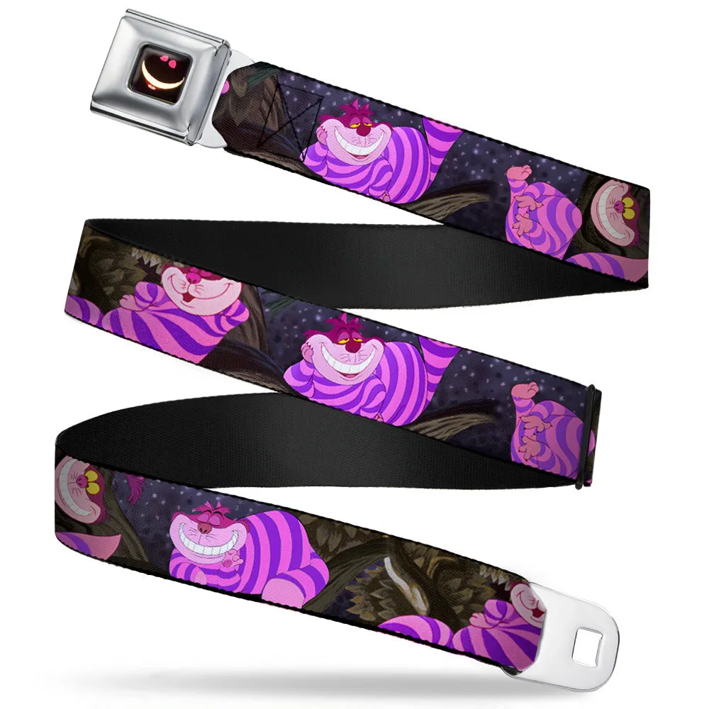 Cheshire Cat Eyes Smile Full Color Seatbelt Belt - Cheshire Cat Tree Poses Webbing by Buckle-Down