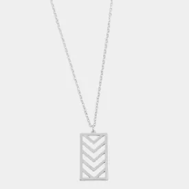 Chevron Drop Necklace - Silver