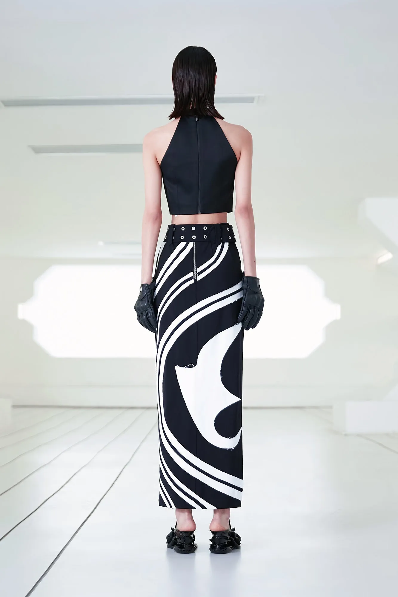 Color-blocked long skirt