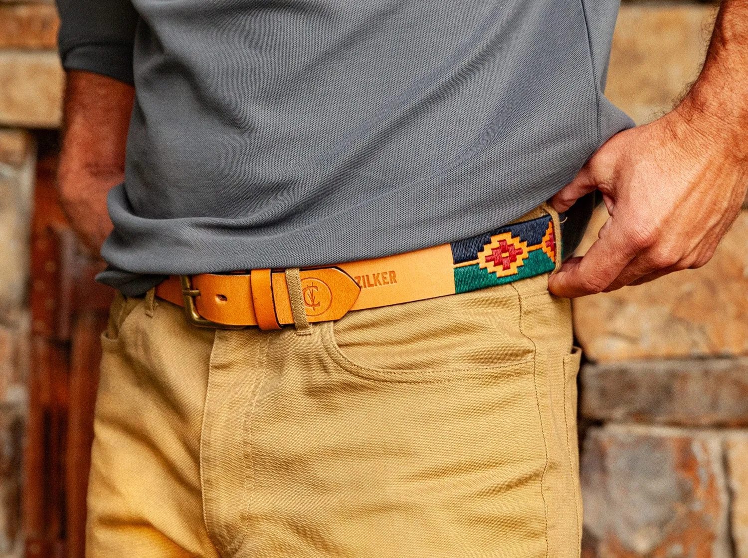 Criquet x Zilker Belts - Gaucho Belt - Navy/Red/Green